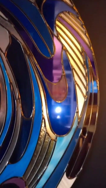 Thumbnail: BLUE WAVE DESIGN STAINED GLASS MIRROR