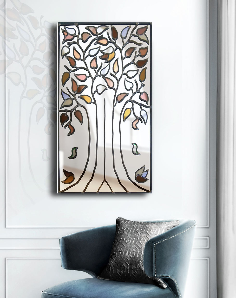 Thumbnail: Stained Glass Tree of Life Mirror - Autumn Colours - Handmade 