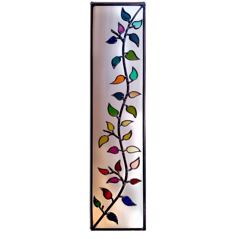 Thumbnail: Stained Glass Symmetrical Floral Mirrors - Multicoloured - Handmade 