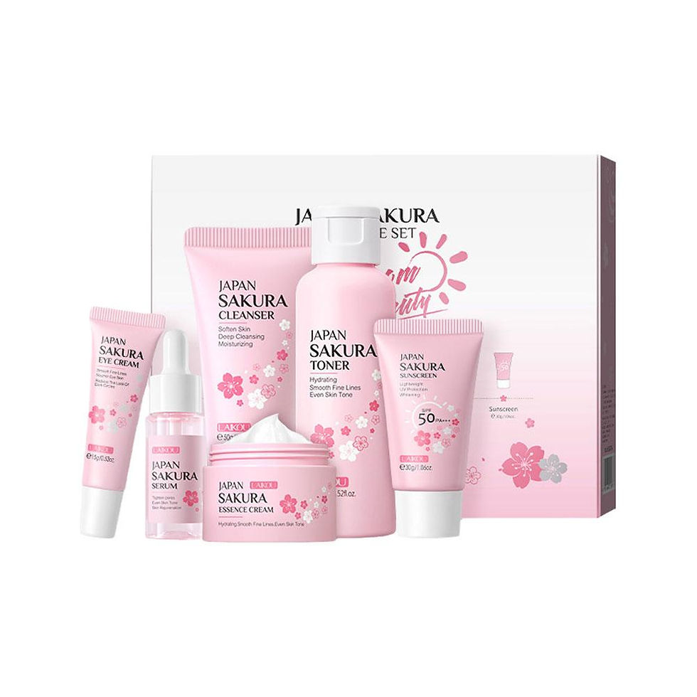 Thumbnail: 6pcs/Set Sakura Skin Care Sets Face Cream Serum Toner Facial Cleanser Sunscreen 