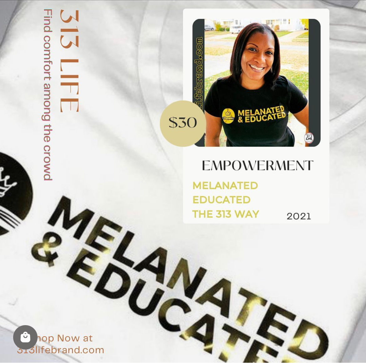 313 Life Melanated & Educated Short Sleeve Shirt