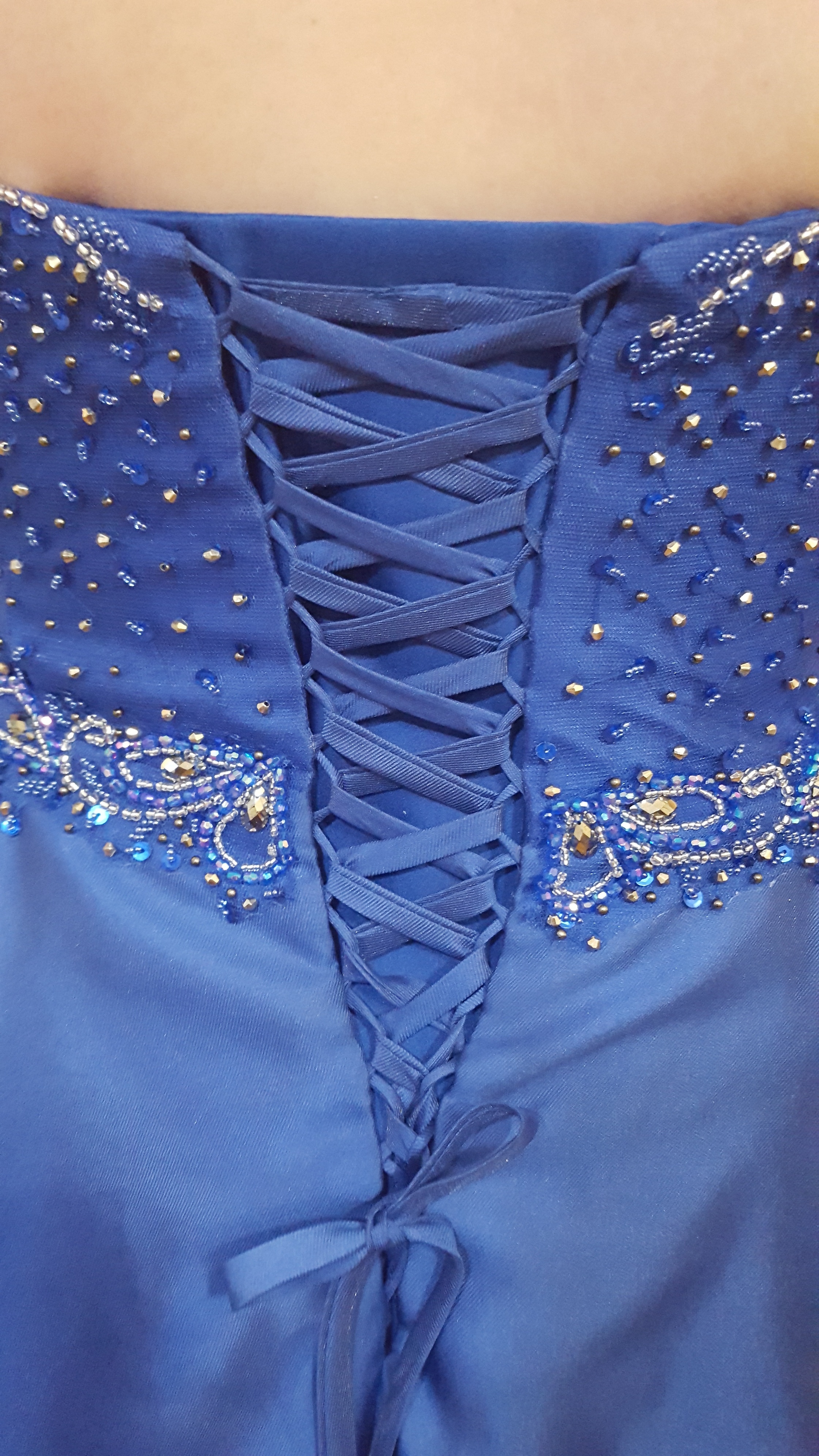 corset made from fabric to match the