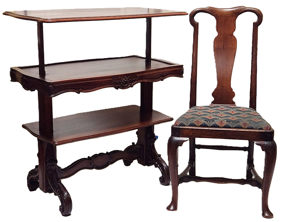 Thumbnail: Dumbwaiter, Butler Stand, Serving Table, Metamorphic Shelves, Walnut, Rococo,36"