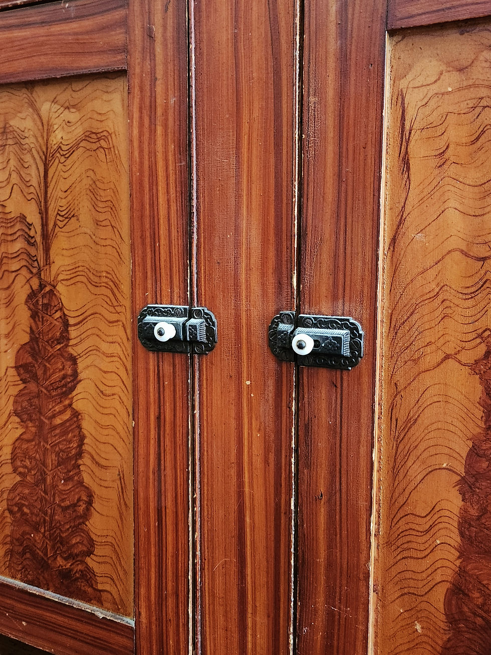 Thumbnail: American 2-part CUPBOARD, c1875, Ohio, bold grain-painted surface, 86"t, 56"w