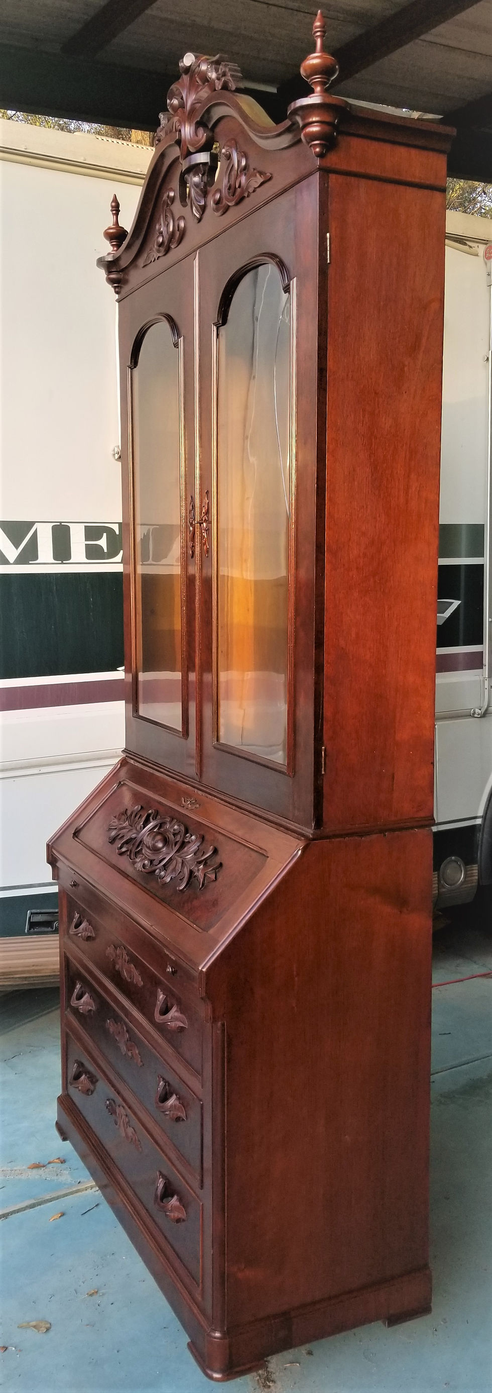 Thumbnail: Secretary DESK, attr M&R, Mitchell & Rammelsberg, Ohio, walnut, 8' 10" t