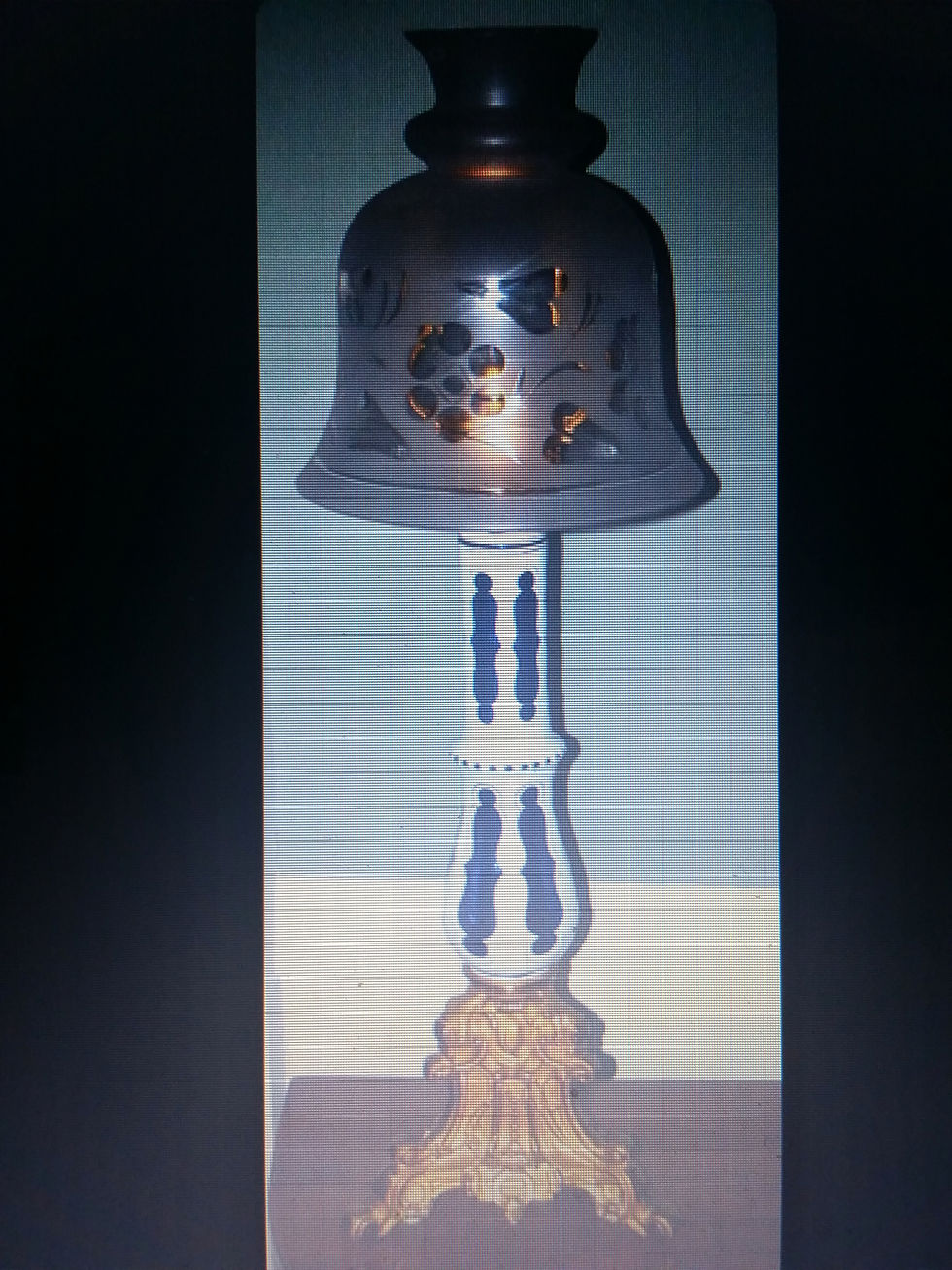 Thumbnail: Lamp base, Magnum Candle, Palmer & Co, Bastille, Gothic, cut glass, c1850, 32"t