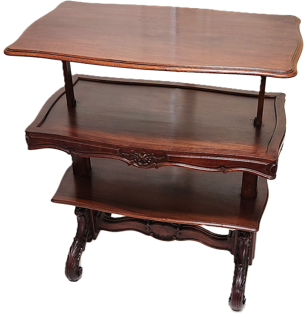 Thumbnail: Dumbwaiter, Butler Stand, Serving Table, Metamorphic Shelves, Walnut, Rococo,36"