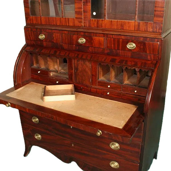 Thumbnail: c1800 Hepplewhite cylinder roll secretary,. Phila, PA, 9'1"t