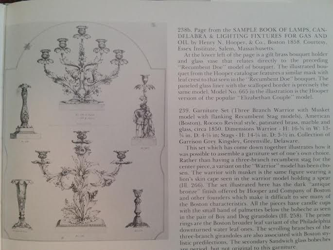 Thumbnail: Pr Candelabra, girandole set, Hooper, Boston, c1858, heavy brass, 16"t, Rococo