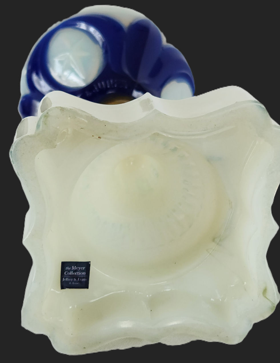 Thumbnail: Oil Lamp, Tulip & Star, Atterbury & Co, Pat 1862, Blue, Opalscent, 10.5"t