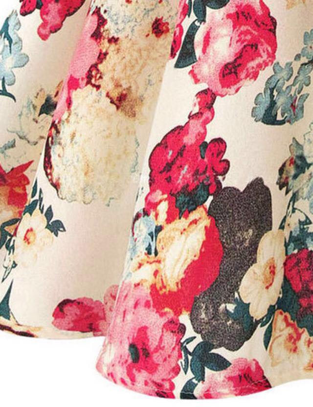 Thumbnail: Sleeveless scoop neck floral flared dress