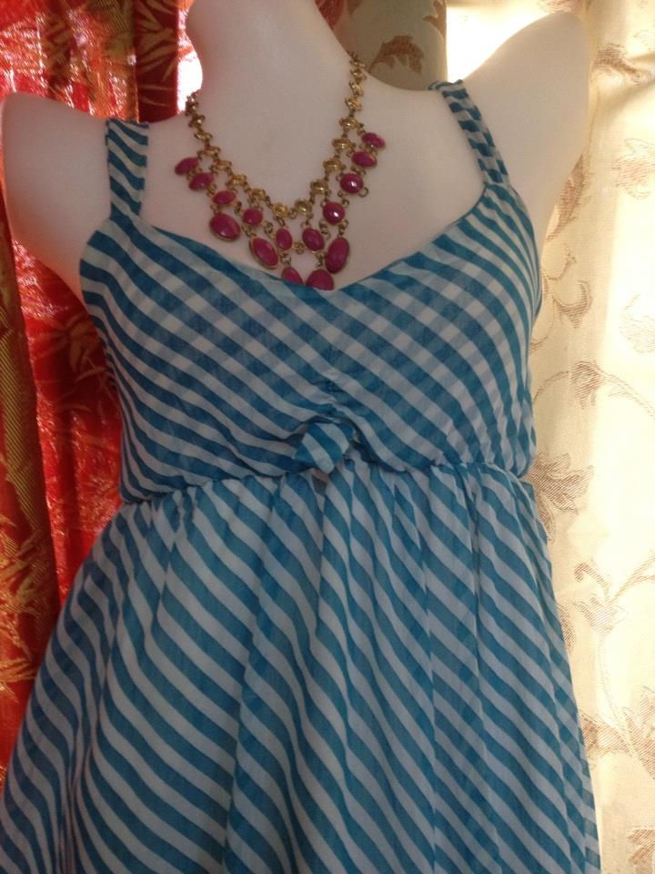 Blue stripes chiffon top
