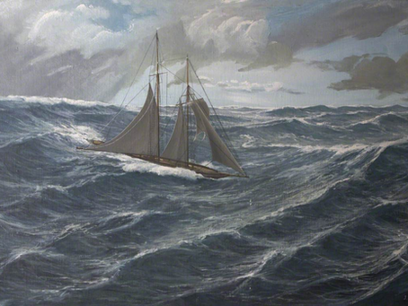 A schooner in heavy seas