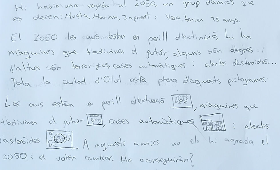 text taller de pictogrames del futur