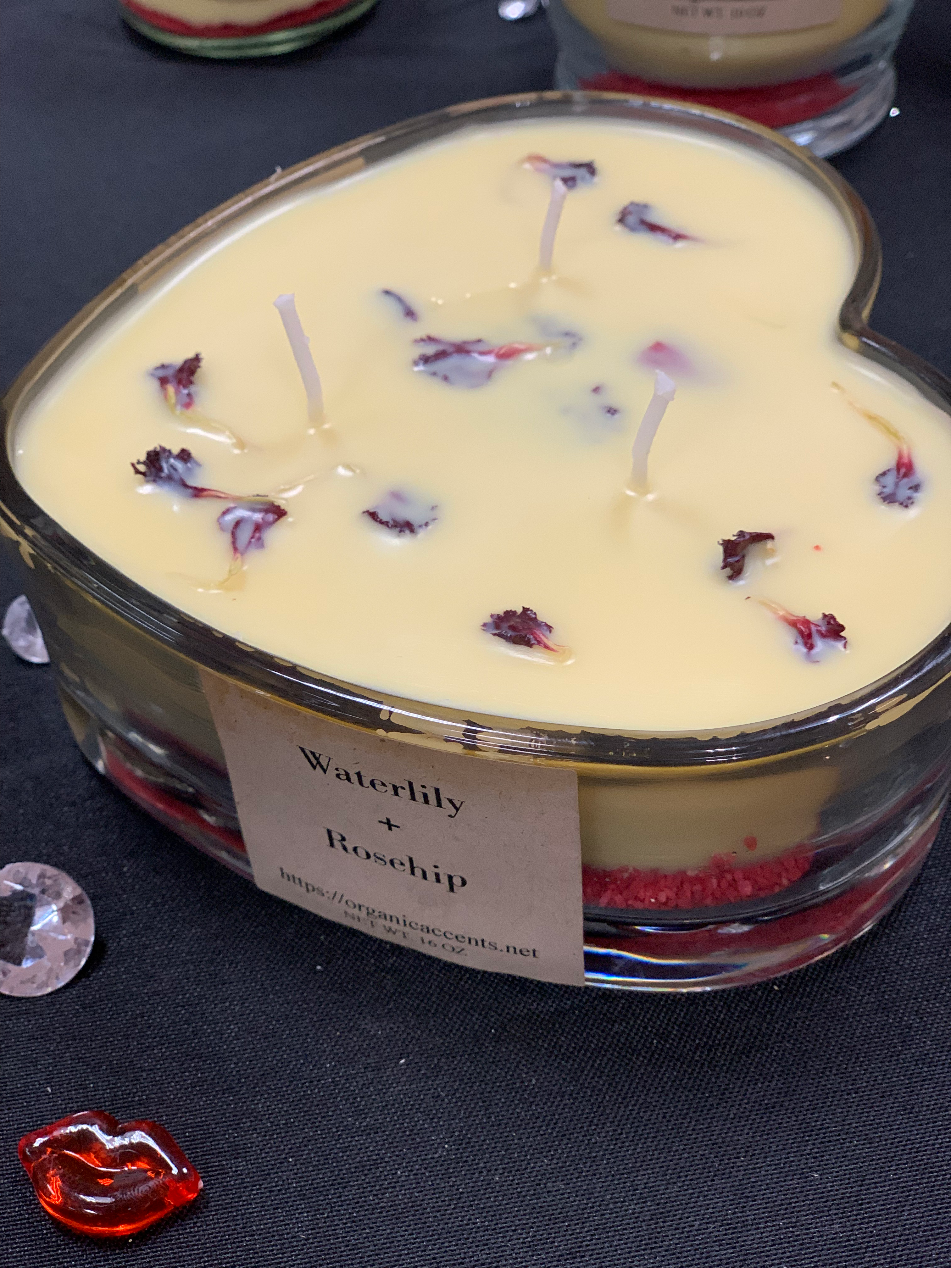 Waterlily + Rosehip Heart Candle