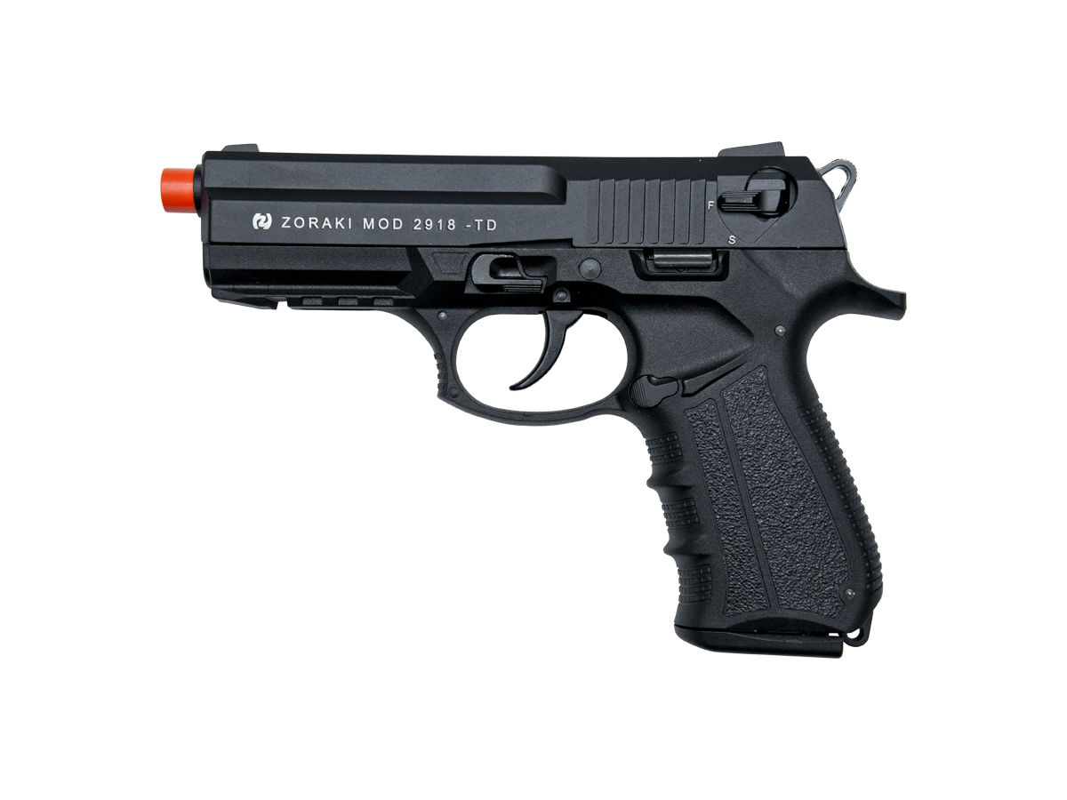 ZORAKI M2918 Semi Automatic 9mm Front Firing Blank Gun, Black