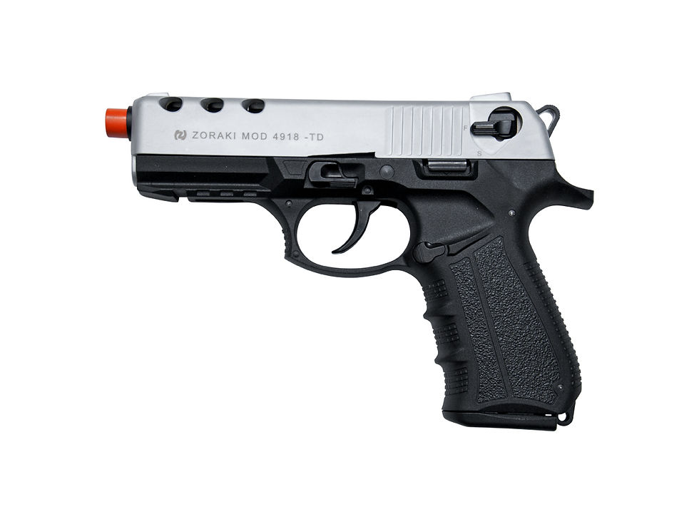 Hình thu nhỏ: ZORAKI 4918 9MM Semi Automatic Front Firing Blank Gun, Silver