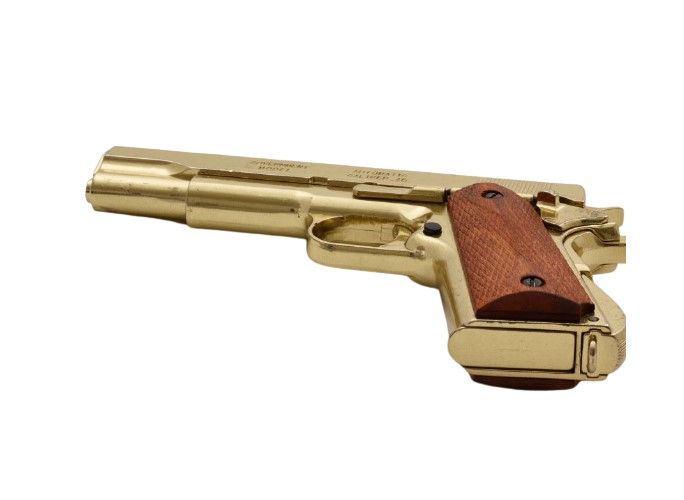 Thumbnail: Denix 1911A1 Field Strippable Non-Firing Gun in Gold Finish bottom view
