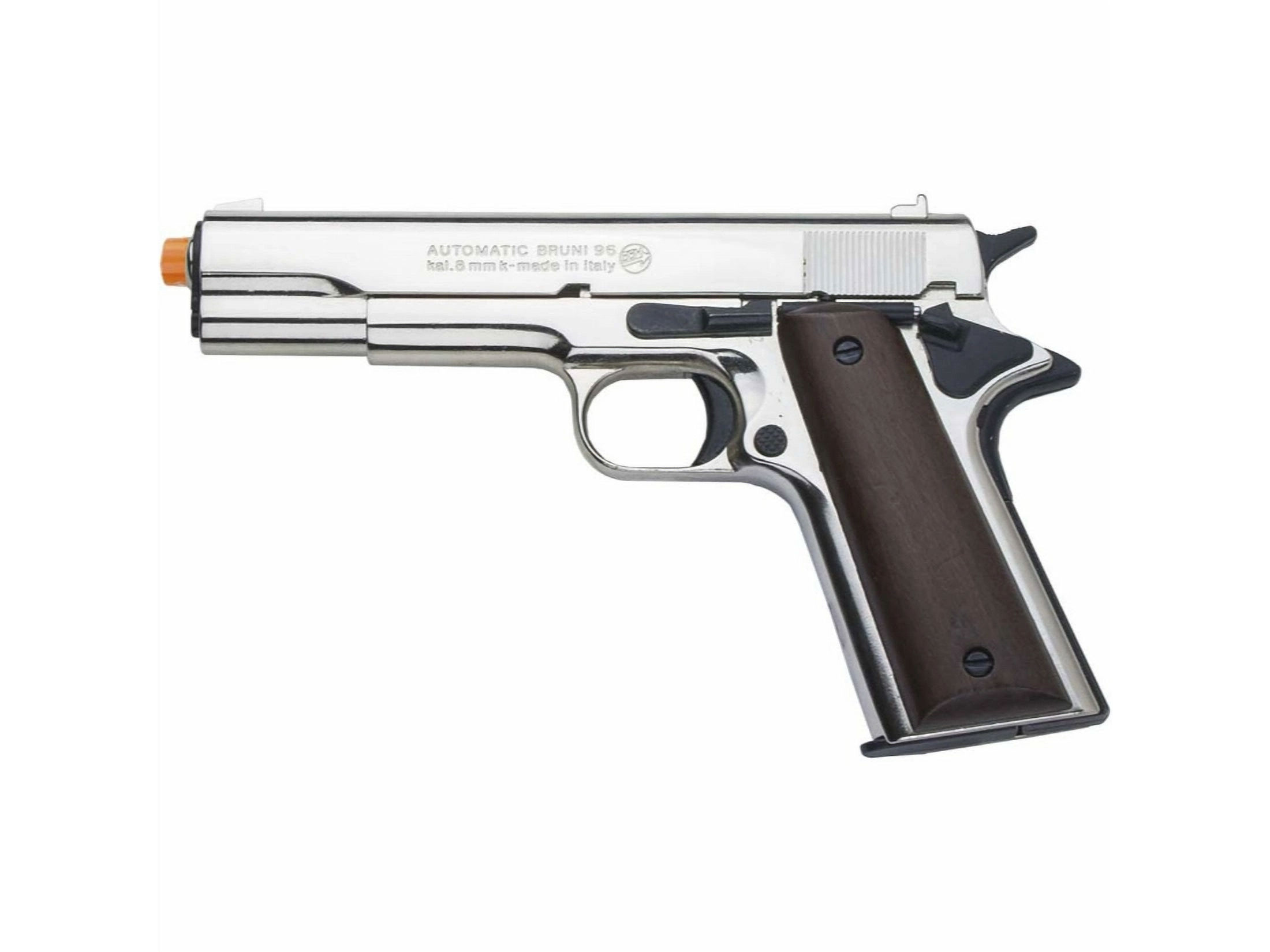 Bruni M1911 9mm Front Firing Blank Gun, Nickel