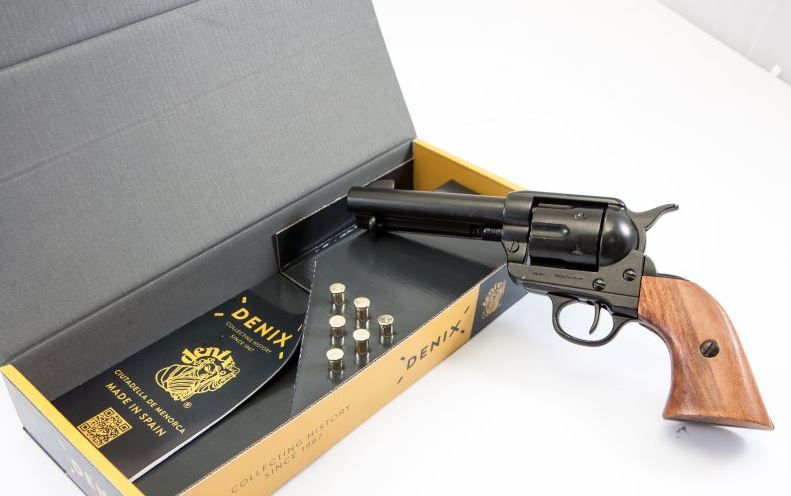 الصورة المصغرة: Denix M1873 45 Peacemaker Fast Draw Non-Firing Revolver Gun Set box set with gun removed