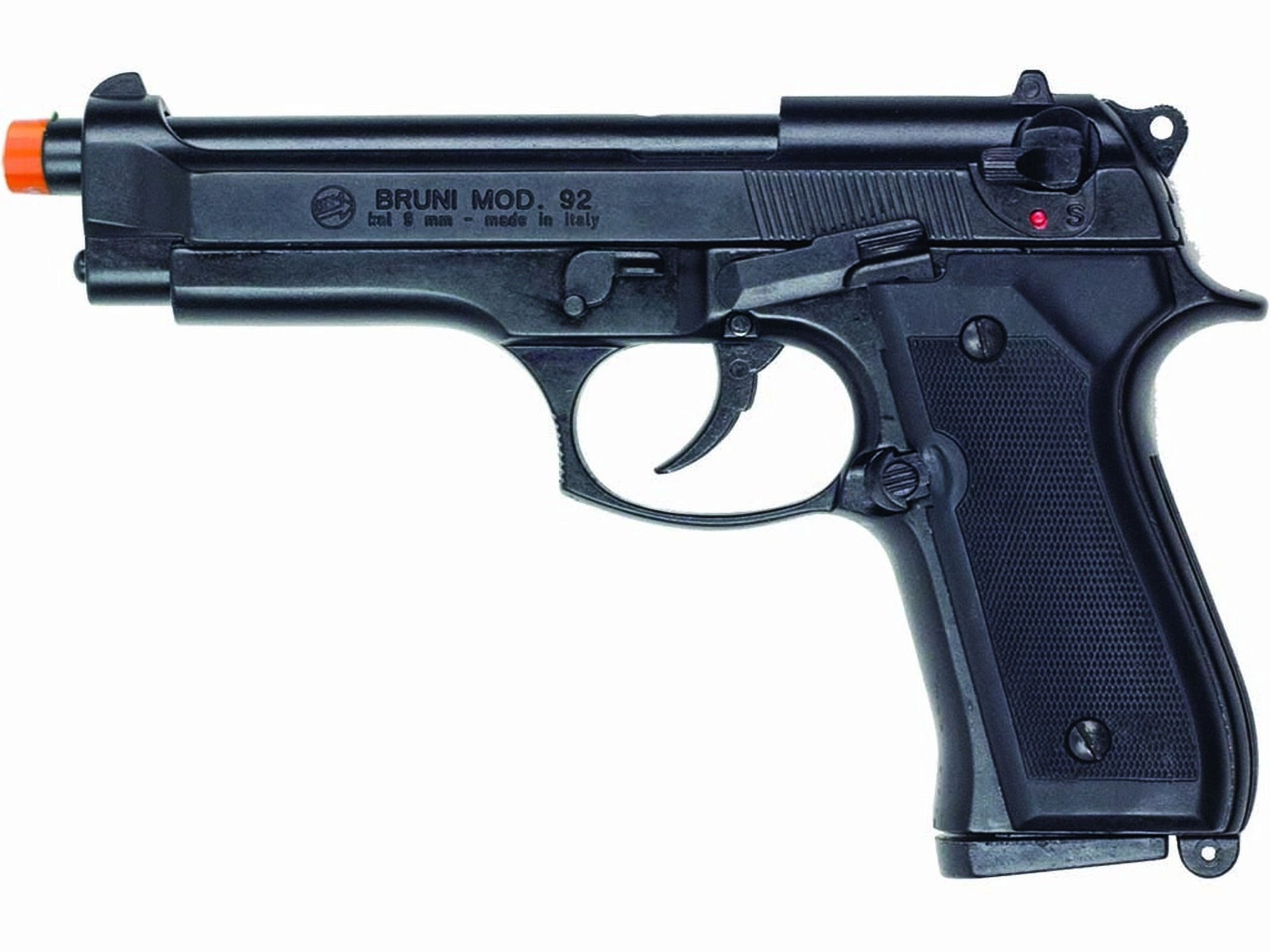 Bruni M92 Semi Automatic 9mm Front Firing Blank Gun, Blued