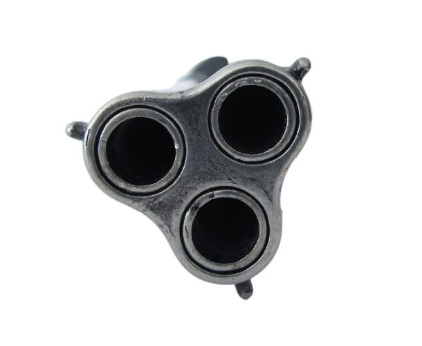Thumbnail: Denix 18th Century 3 Barrel Non Firing Flintlock in Antique Gray Finish barrel detail