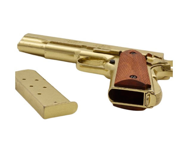Hình thu nhỏ: Denix 1911A1 Field Strippable Non-Firing Gun in Gold Finish with magazine removed