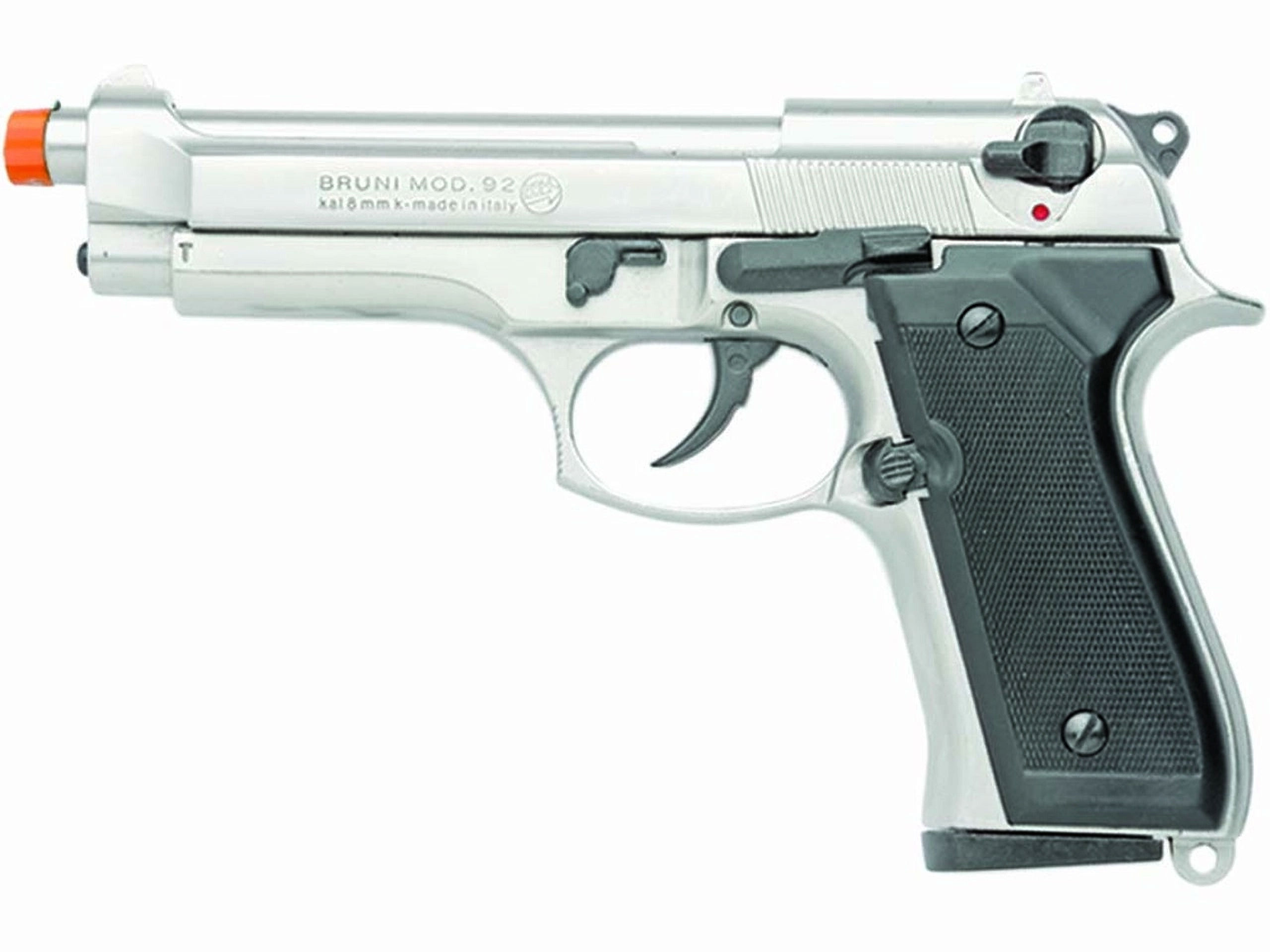 Bruni M92 Semi Automatic 9mm Front Firing Blank Gun, Nickel