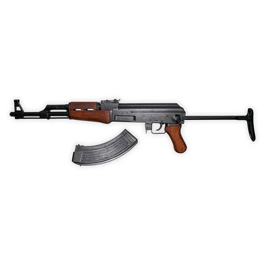 Thumbnail: Denix Russian AK-47 Non Firing Assault Rifle With Folding Stock unfolded