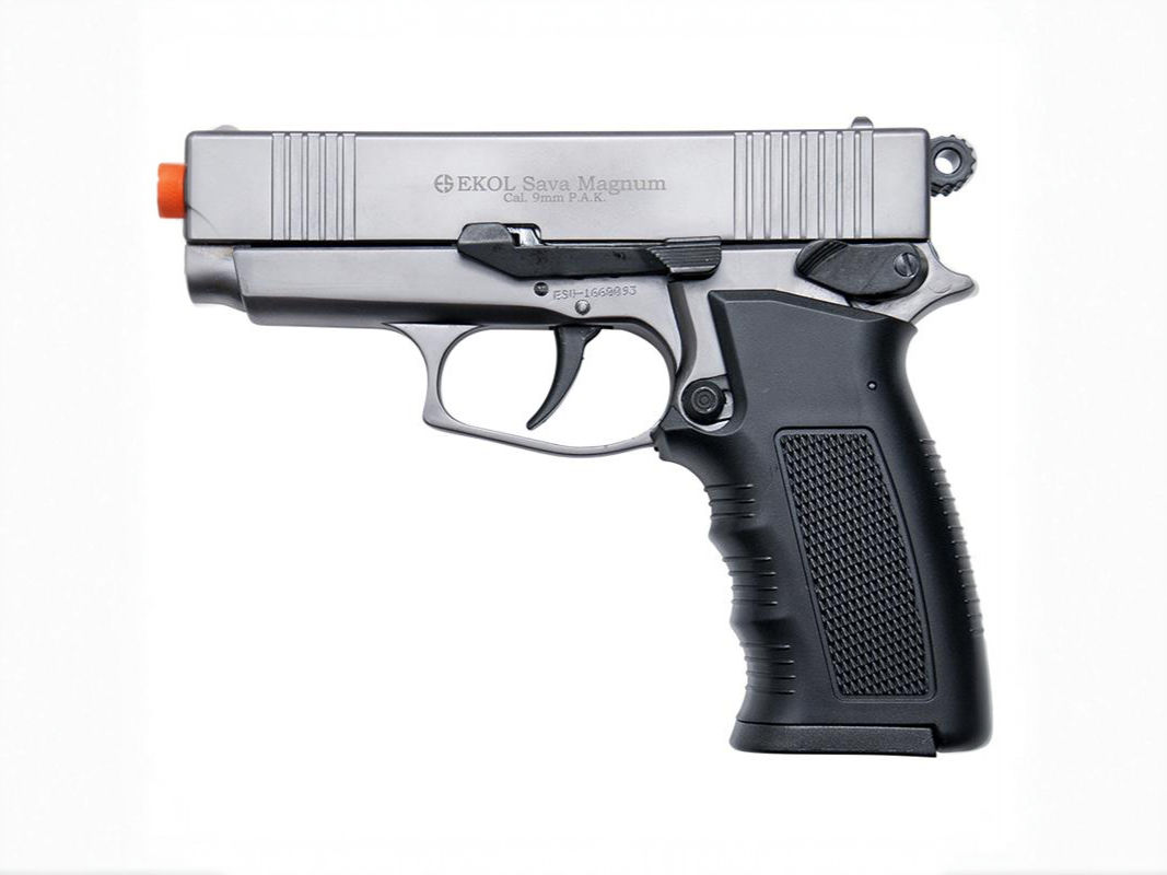 EKOL SAVA Magnum 9mm Semi Automatic Front Firing Blank Gun, Fume
