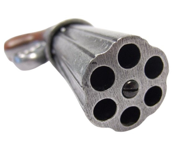Miniatura: Denix 1840 6 Barrel Pepper-Box Non Firing Revolver in Grey Finish barrel detail