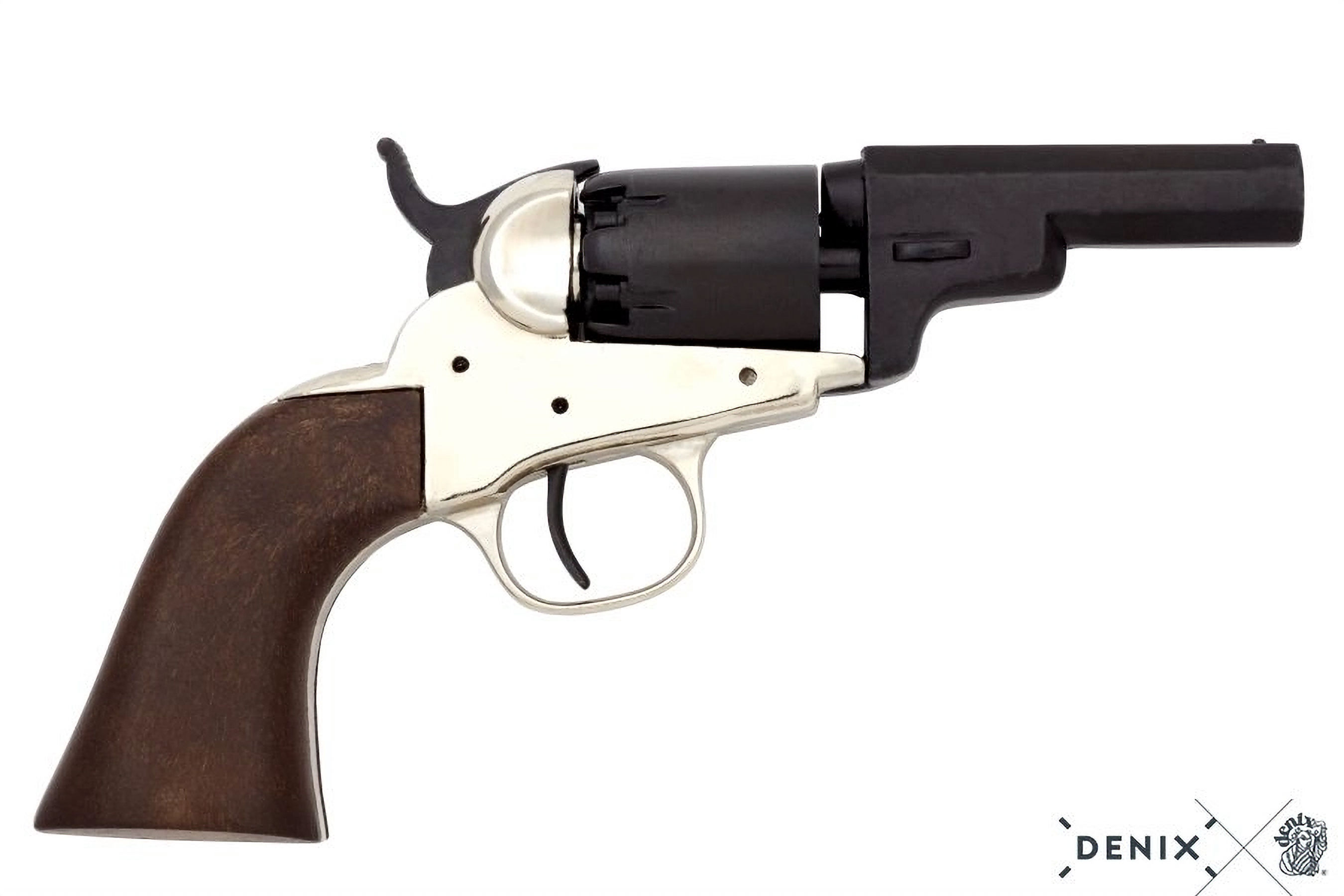 Colt 1849 Dragoon Replica Non-Firing Pocket Revolver, Nickel