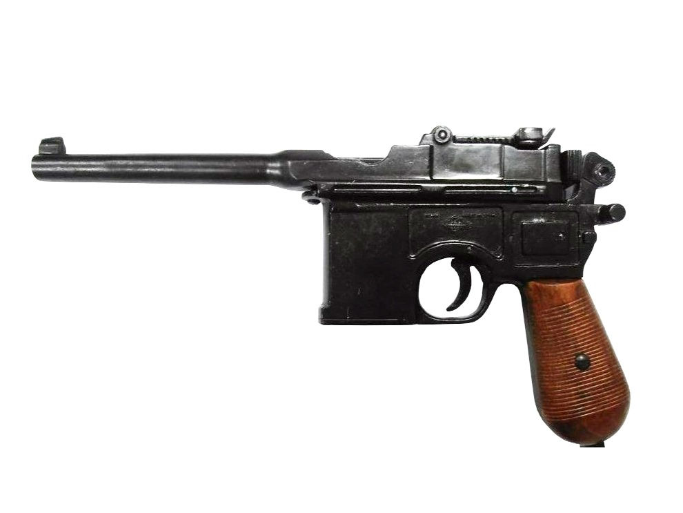 WWII Mauser 1896 Automatic Non Firing Gun with Wood Lacquered Handles