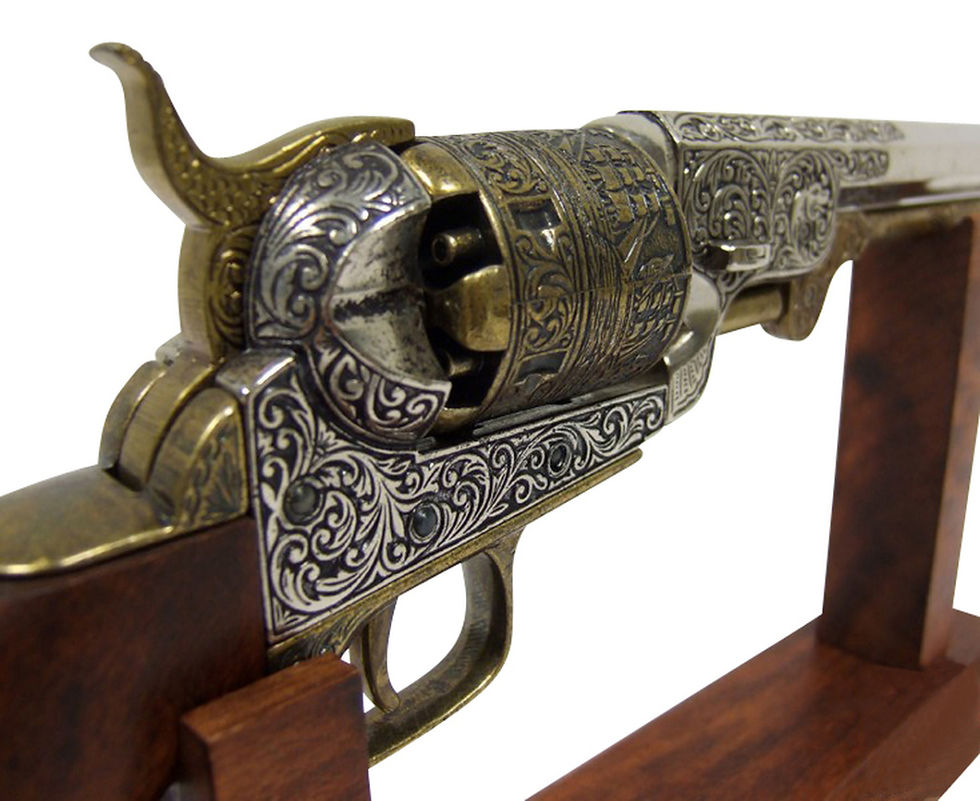 Miniatura: 1851 Engraved Navy Non-Firing Revolver, Gold and Nickel