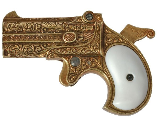 Denix 1866 Gold Leaf Engraved Derringer Non-Firing Gun