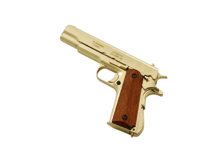 الصورة المصغرة: Denix 1911A1 Field Strippable Non-Firing Gun in Gold Finish right side