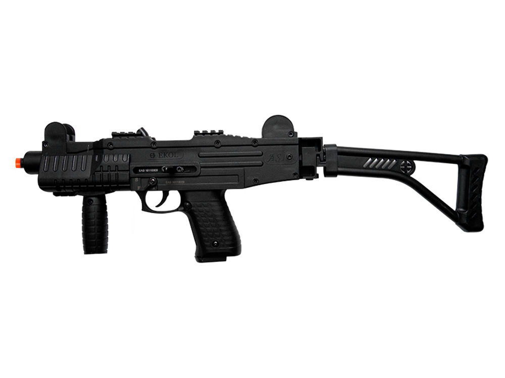 EKOL ASI UZI Automatic Front Firing Blank Machine Gun Pistol With Folding Stock