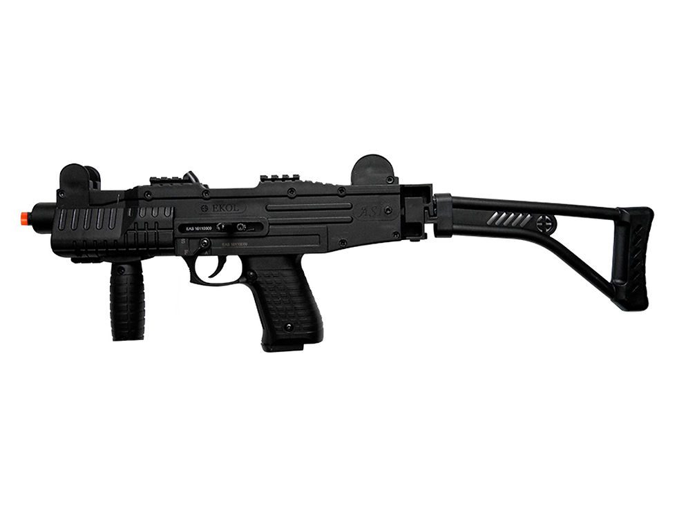 الصورة المصغرة: EKOL ASI UZI Automatic Front Firing Blank Machine Gun Pistol With Folding Stock
