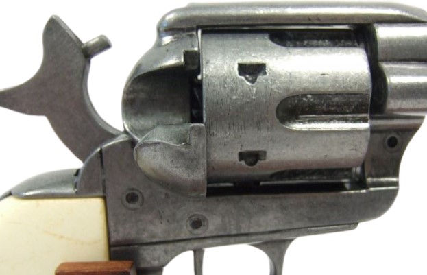 Miniaturebillede: Denix 1873 Colt SAA Fast Draw Non Firing Revolver With Ivory Grips drum detail