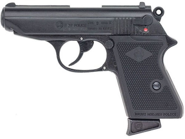 Bruni Police 9mm PAK Top Firing Blank Gun in Black left side