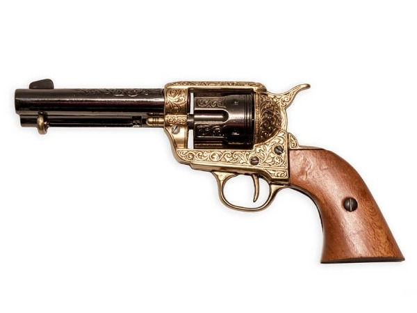 Denix Colt 1873 Peacemaker Non-Firing Revolver with Gold Leaf Motif