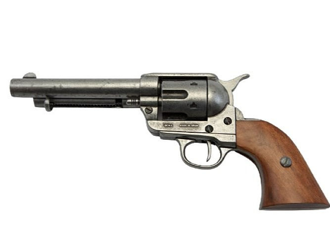 Denix 1873 5.5 inch Barrel Non-Firing Revolver in Antique Grey Finish left side