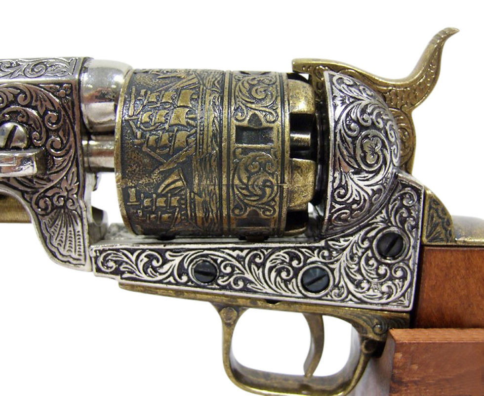 縮圖：1851 Engraved Navy Non-Firing Revolver, Gold and Nickel