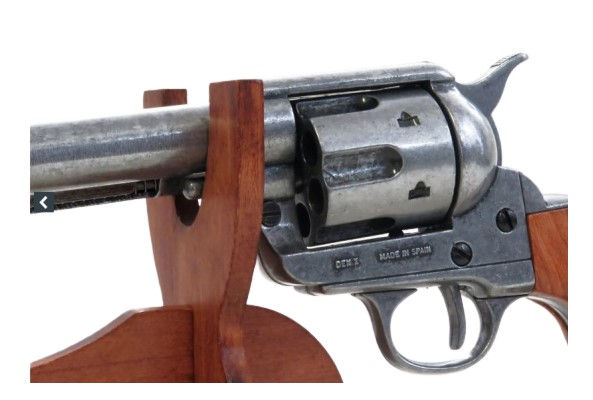 Miniaturebillede: Denix SAA Colt 1873 Peacemaker 7.5" Barrel Non-Firing Revolver in Antique Finish drum detail