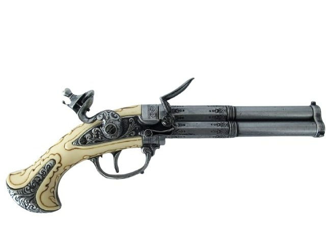 Denix 18th Century 3 Barrel Non Firing Flintlock in Antique Gray Finish