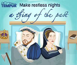 Mattress marketing campaign concept- King Henry VIII and Anne Boleyn