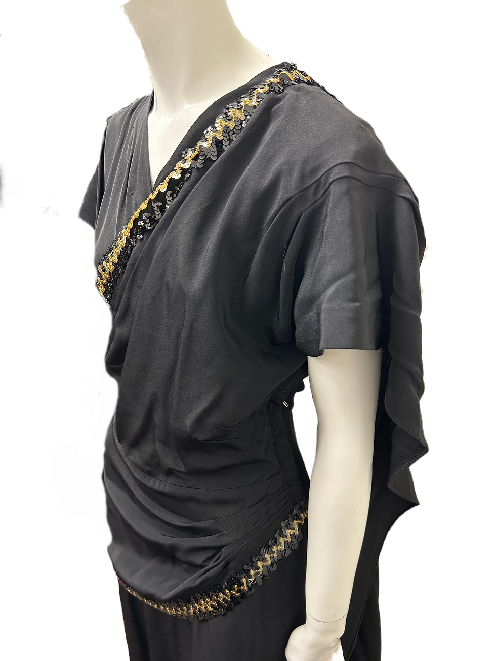Thumbnail: 1940's Greek Revival Black+Gold 'Toga' Dress