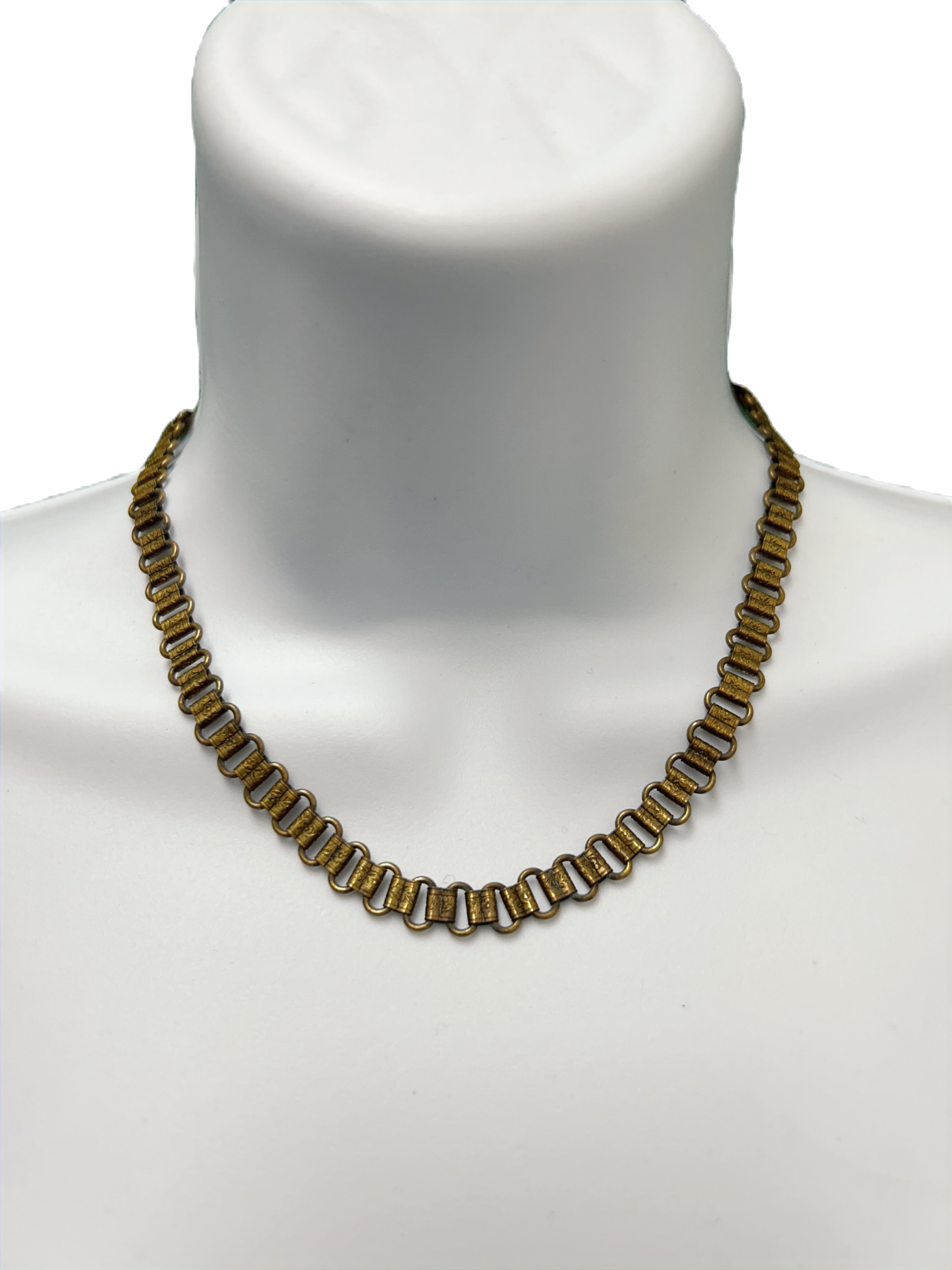 1910's Bronze/Gold Tone Floral Chain