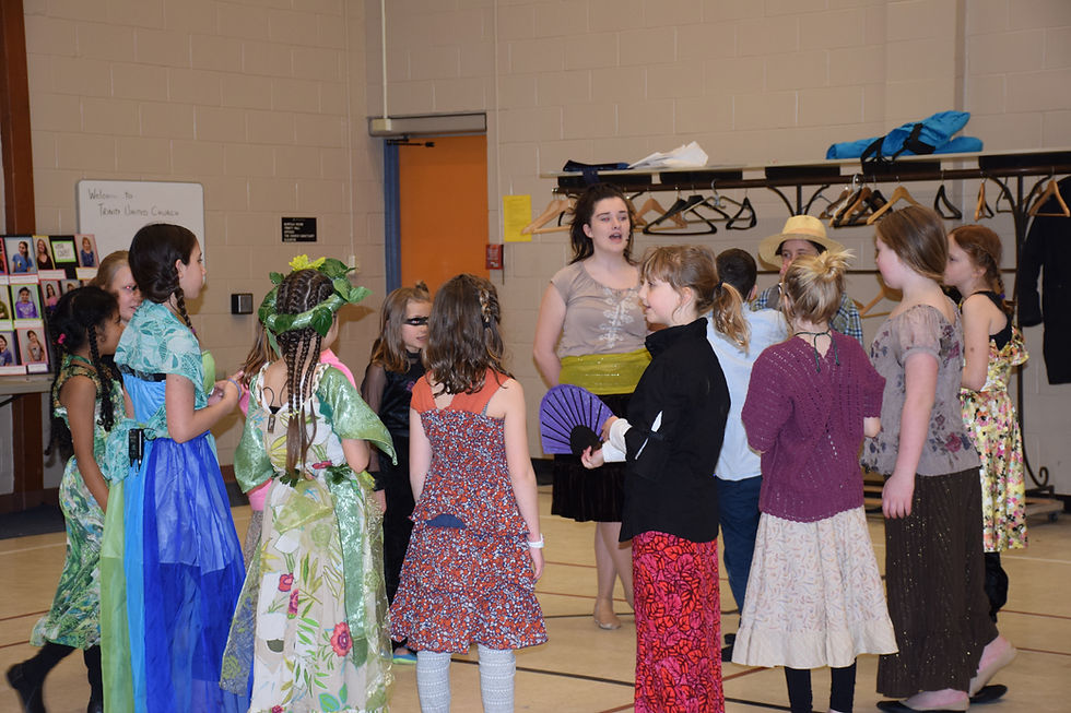Kids warming up for a theatre show