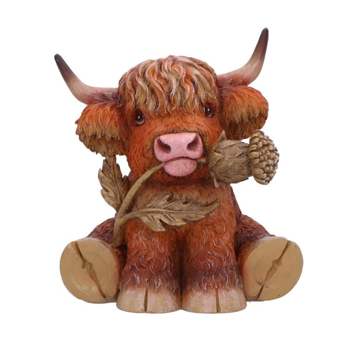 Highland Cow with Thistle Figurine 10.5cm